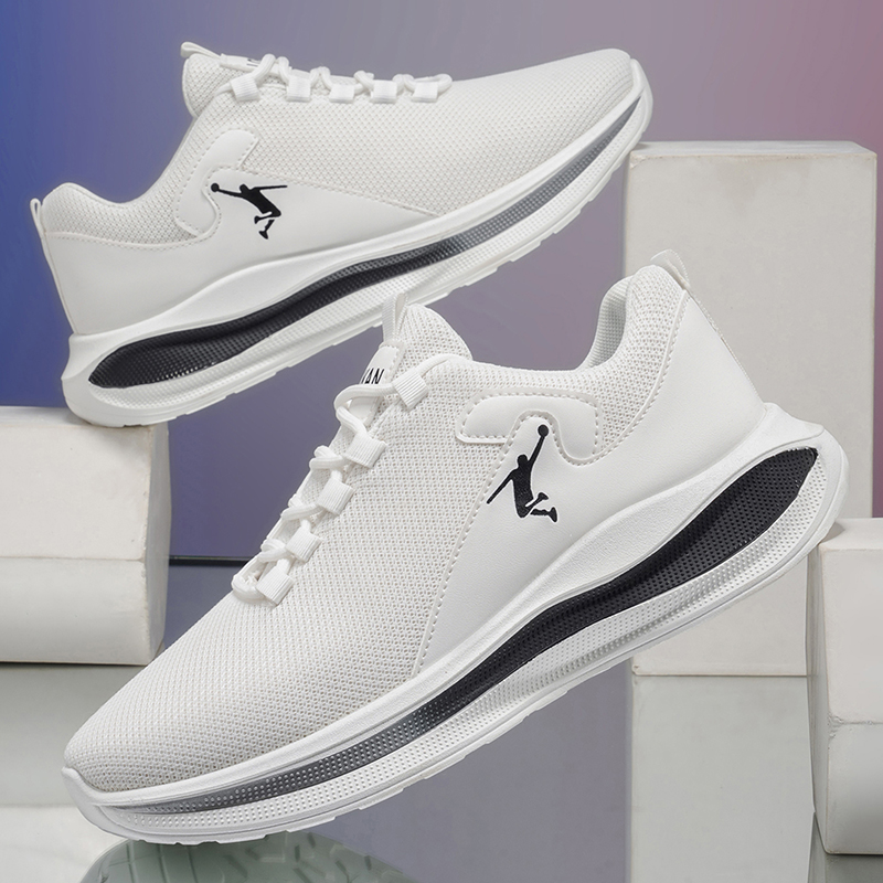 White Sneaker Care Kit - メンズランニングスニーカー ライトクッション ソフトソール アスレチックウォーキングシューズ ホワイト ブラック