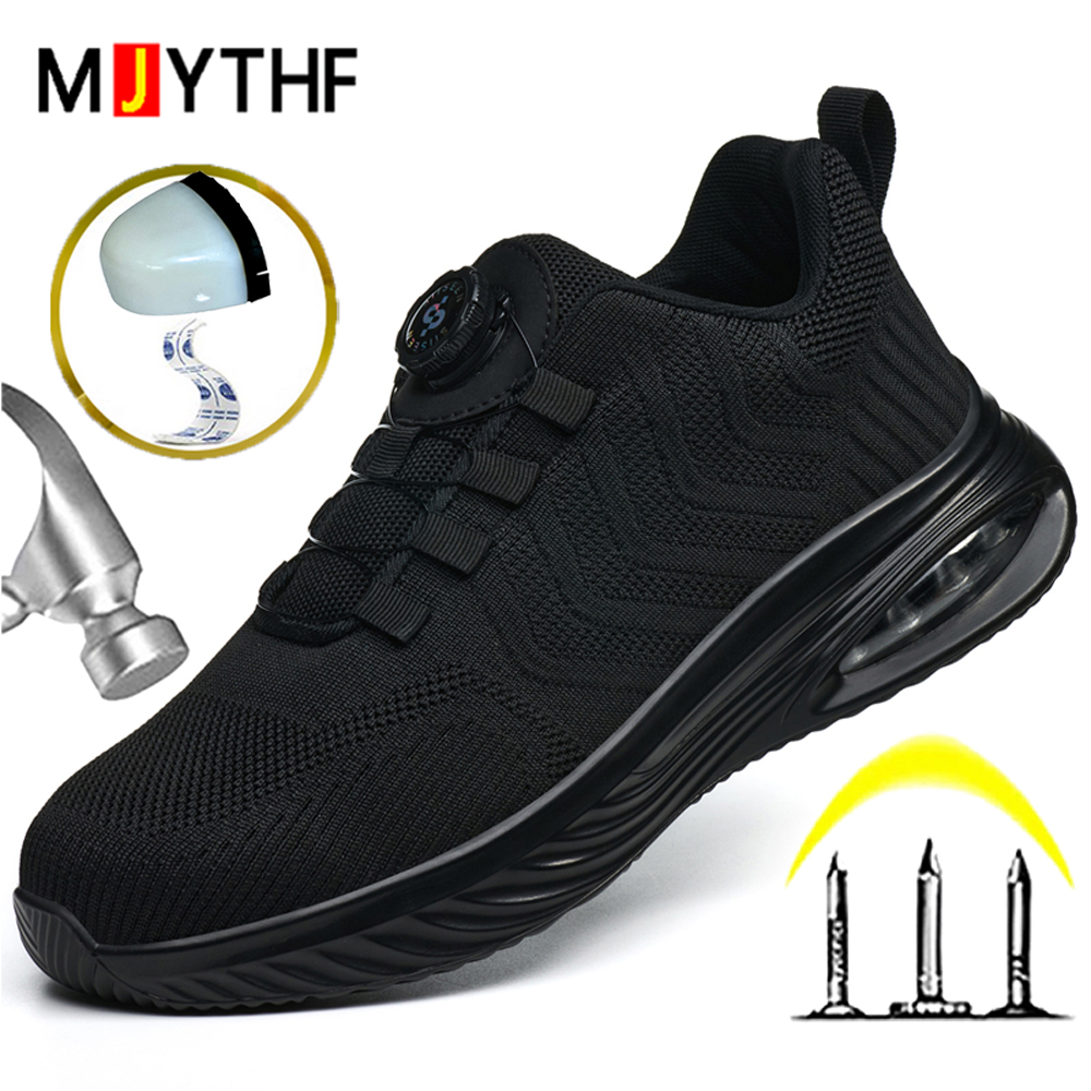 回転ボタン安全靴男性エアクッションワークスニーカー鋼つま先靴 - Sneaker Care のレビューと価格