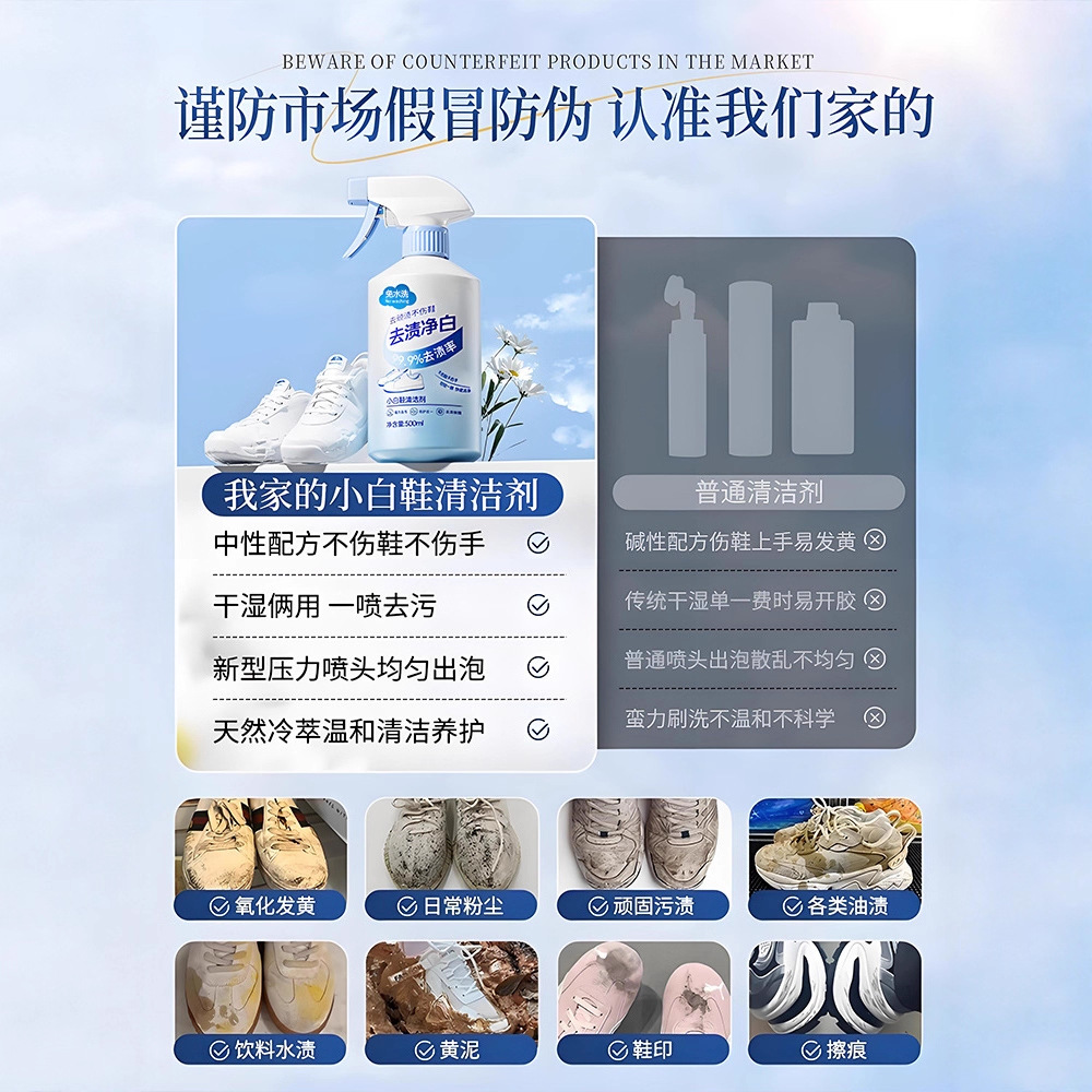 500ml ホワイトシューズクリーナー 洗浄不要 ドライクリ - Sneaker Care Clean のレビューと価格